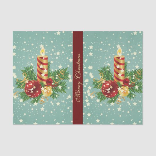 Papier Mousseline Bougie De Noël Et Flammes De Neige (Recto)