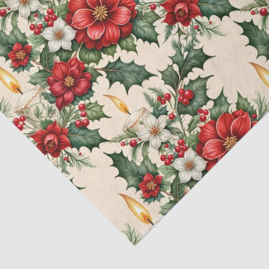 Papier Mousseline Bougies de Noël en fleurs (Détail)