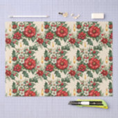 Papier Mousseline Bougies de Noël en fleurs (Artisanat)