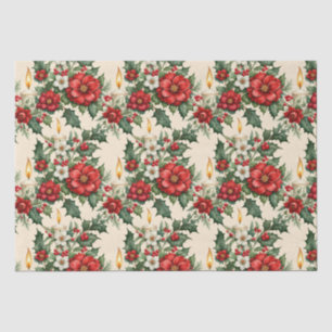 Papier Mousseline Bougies de Noël en fleurs