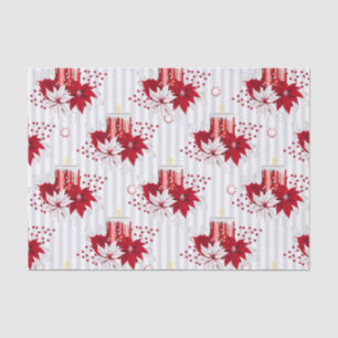 Papier Mousseline Bougies & Poinsettia