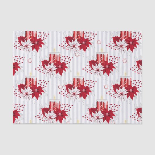 Papier Mousseline Bougies & Poinsettia (Recto)