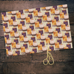 Papier Mousseline Bougies violettes et or paisibles au Spa