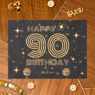 Papier Mousseline Boule de disco dansante en or noir 90e anniversair