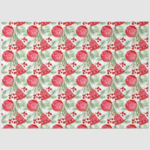 Papier Mousseline Boule de Noël sapin cloches rouges élégantes
