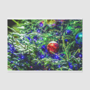 Papier Mousseline Boule rouge arbre de Noël vert