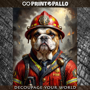 Papier Mousseline Bouledogue anglais chien agissant comme pompier - 