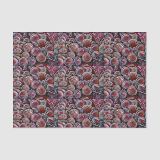 Papier Mousseline Boules de Noël rouges (Recto)