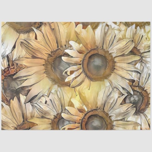 Papier Mousseline Bouquet d'aquarelle Collection de fleurs de soleil (Recto)