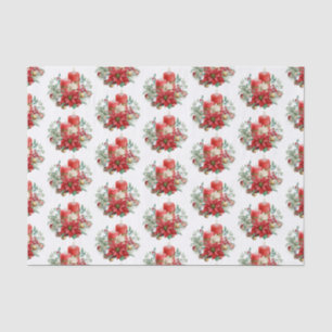 Papier Mousseline Bouquet de bougies et Poinsettia Motif de Noël