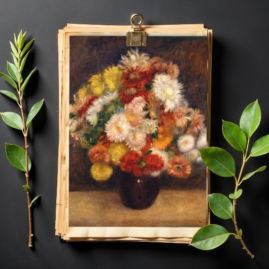 Papier Mousseline Bouquet de Chrysanthemums Renoir
