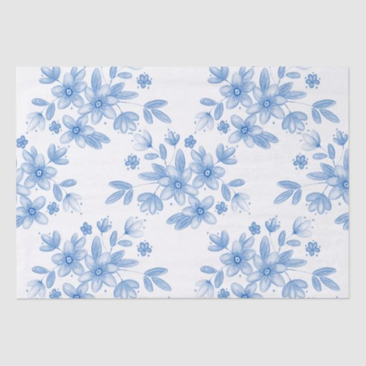 Papier Mousseline Bouquet de couleur bleu Motif (Recto)