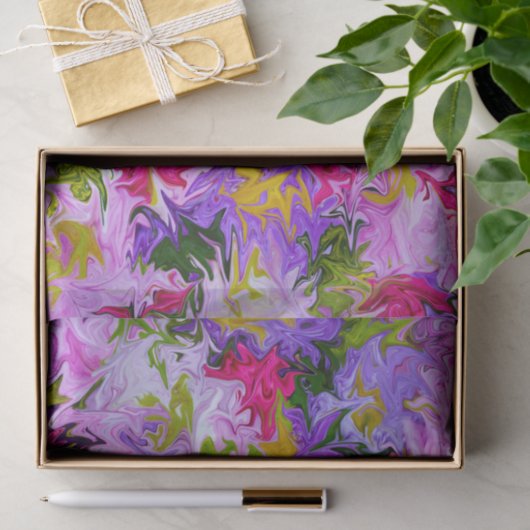 Papier Mousseline Bouquet de couleurs Floral Art Abstrait Design (Cadeau)