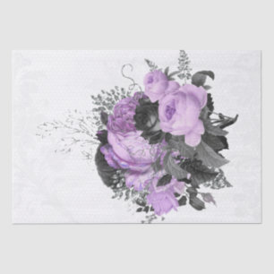Papier Mousseline Bouquet de dentelle florale violet-noir