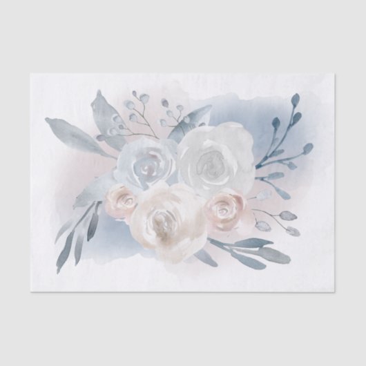 Papier Mousseline bouquet de fleurs aquarelles (Recto)