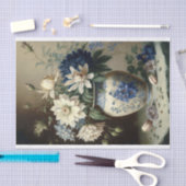 Papier Mousseline Bouquet de fleurs bleues Vase de vie morte Découpa (Artisanat)