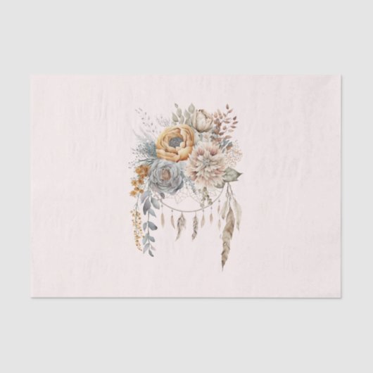 Papier Mousseline Bouquet de fleurs Boho et Dreamcatcher (Recto)