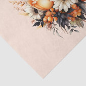 Papier Mousseline Bouquet de fleurs gris-jaune orange (Détail)