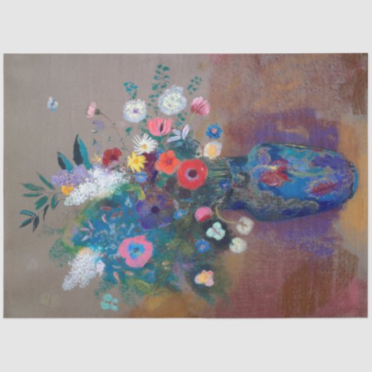 Papier Mousseline Bouquet de fleurs, Redon (Recto)