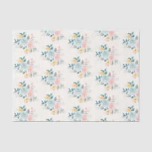Papier Mousseline Bouquet de fleurs rose et bleu élégant