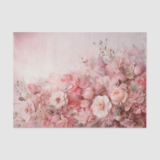 Papier Mousseline Bouquet de fleurs rose et rouge Valentine (Recto)