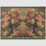 Papier Mousseline Bouquet de fleurs vintage Rose or Floral Découpage<br><div class="desc">"Bouquet Vintage Rose or Floral Decoupage Art Master's Floral Peinture avec l'or noir rose avec vase en porcelaine bleue." Il s'agit d'un tableau ancien de Perron qui a été conçu comme une image et une image inversée pour une paire de portes ou à travers des ensembles de tiroirs. Graphisme par...</div>