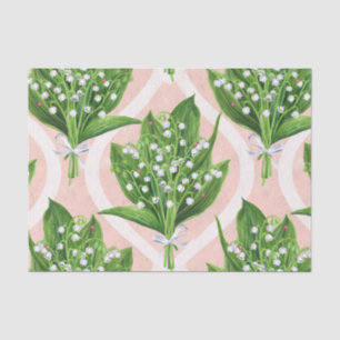 Papier Mousseline Bouquet de lys de la vallée fleurs sur rose