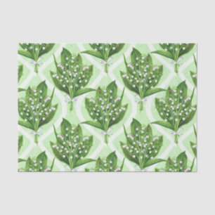 Papier Mousseline Bouquet de lys de la vallée fleurs sur vert