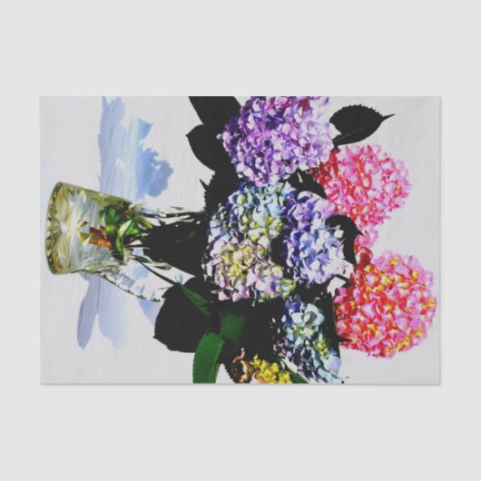 Papier Mousseline Bouquet d'hortensia bleu rose violet élégant (Recto)