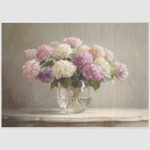 Papier Mousseline Bouquet d'hortensias coloré, découpage de nature m