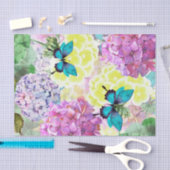 Papier Mousseline Bouquet Floral Bleu Papillon Découpage (Artisanat)