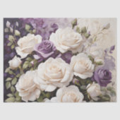 Papier Mousseline Bouquet floral romantique blanc violet Rose (Recto)