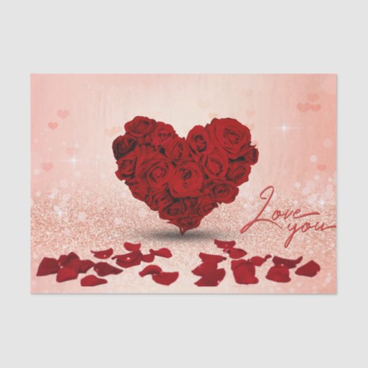 Papier Mousseline Bouquet rose de coeur de Saint-Valentin - papier (Recto)