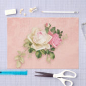 Papier Mousseline Bouquet rose et rose blanche (Artisanat)