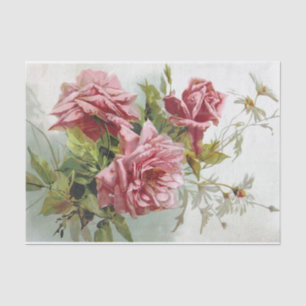 Papier Mousseline Bouquet rose vintage de roses