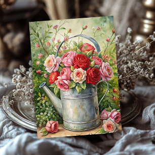 Papier Mousseline Bouquet vintage de roses rouges shabby en boîte mé