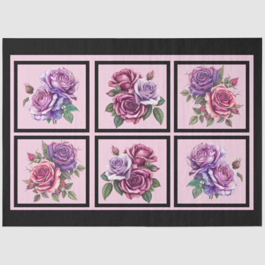 Papier Mousseline Bouquets de roses de lavande démoulé (Recto)