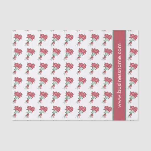 Papier Mousseline Bouquets de roses rouges Texte personnalisé (Recto)