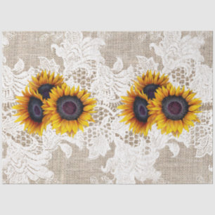 Papier Mousseline Bouquets de tournesol burlap et dentelle vintage r