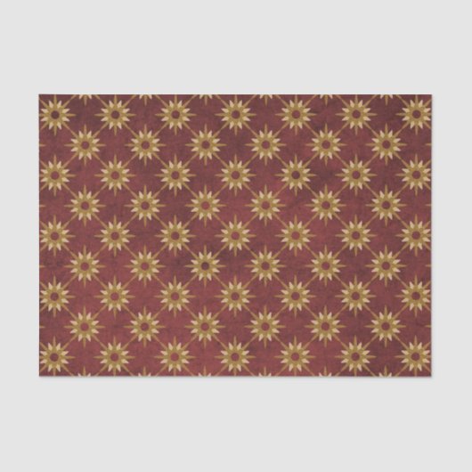 Papier Mousseline Bourgogne avec Motif Gold Stars (Recto)