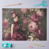 Papier Mousseline Bourgogne, gothique victorien, Flores Moody (Artisanat)