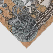 Papier Mousseline Boussole Rose Vintage Nautique Octopus Ship (Détail)