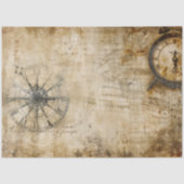 Papier Mousseline Boussole Vintage Horloge Antique (Recto)