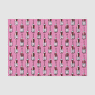 Papier Mousseline Bouteille de champagne rose et Empreinte de léopar