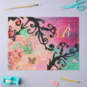 PAPIER MOUSSELINE BOUTEILLE EN ÉCLAIRAGE, ROSE, MONOGRAMME DES ÉPILE (Artisanat)