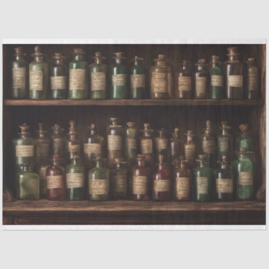 Papier Mousseline Bouteilles d'apothicaire d'Halloween sorcier (Recto)