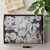 Papier Mousseline Boutons de couture Vintage blanc (Cadeau)