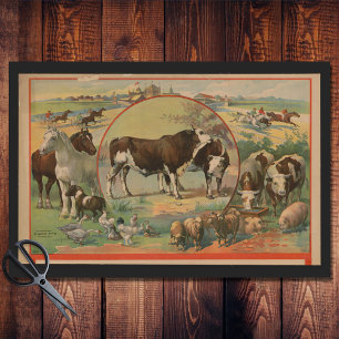 Papier Mousseline Bovins Animaux de ferme Piste Ephémère Découpage