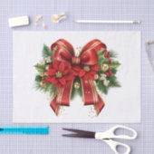 Papier Mousseline Bow de Noël Festif Rouge et Or (Artisanat)