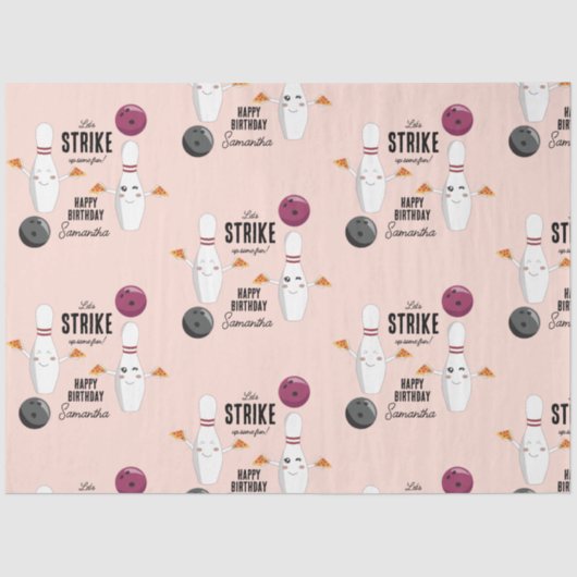 Papier Mousseline Bowling Pizza Grève Un Anniversaire de enfant Amus (Recto)